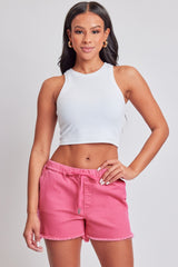 Drawstring Raw Hem Cotton Shorts