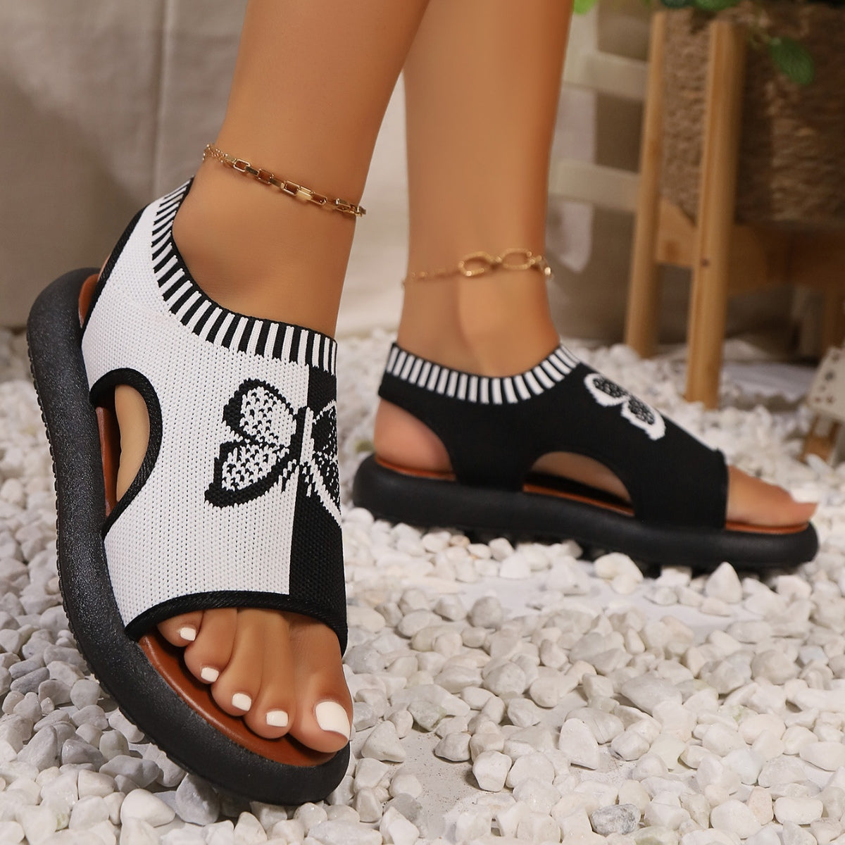 Women's Butterfly Contrast Open Toe Sandals