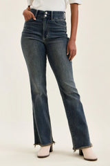 Judy Blue High Waist Double Button Frayed Hem Jeans