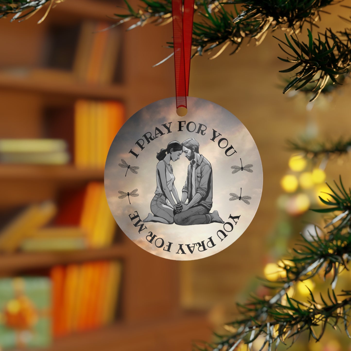 I Pray For You, You Pray For Me - Customizable Metal Ornament