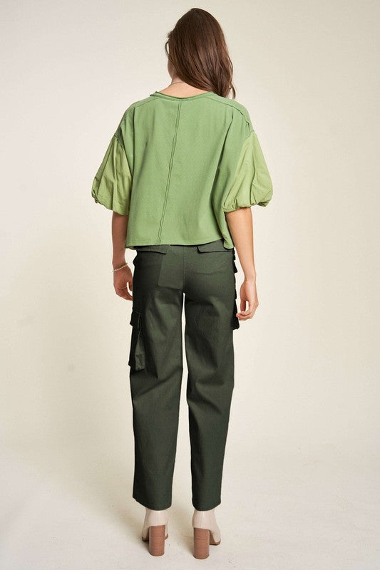 Flap Pocket Mid Rise Cargo Pants