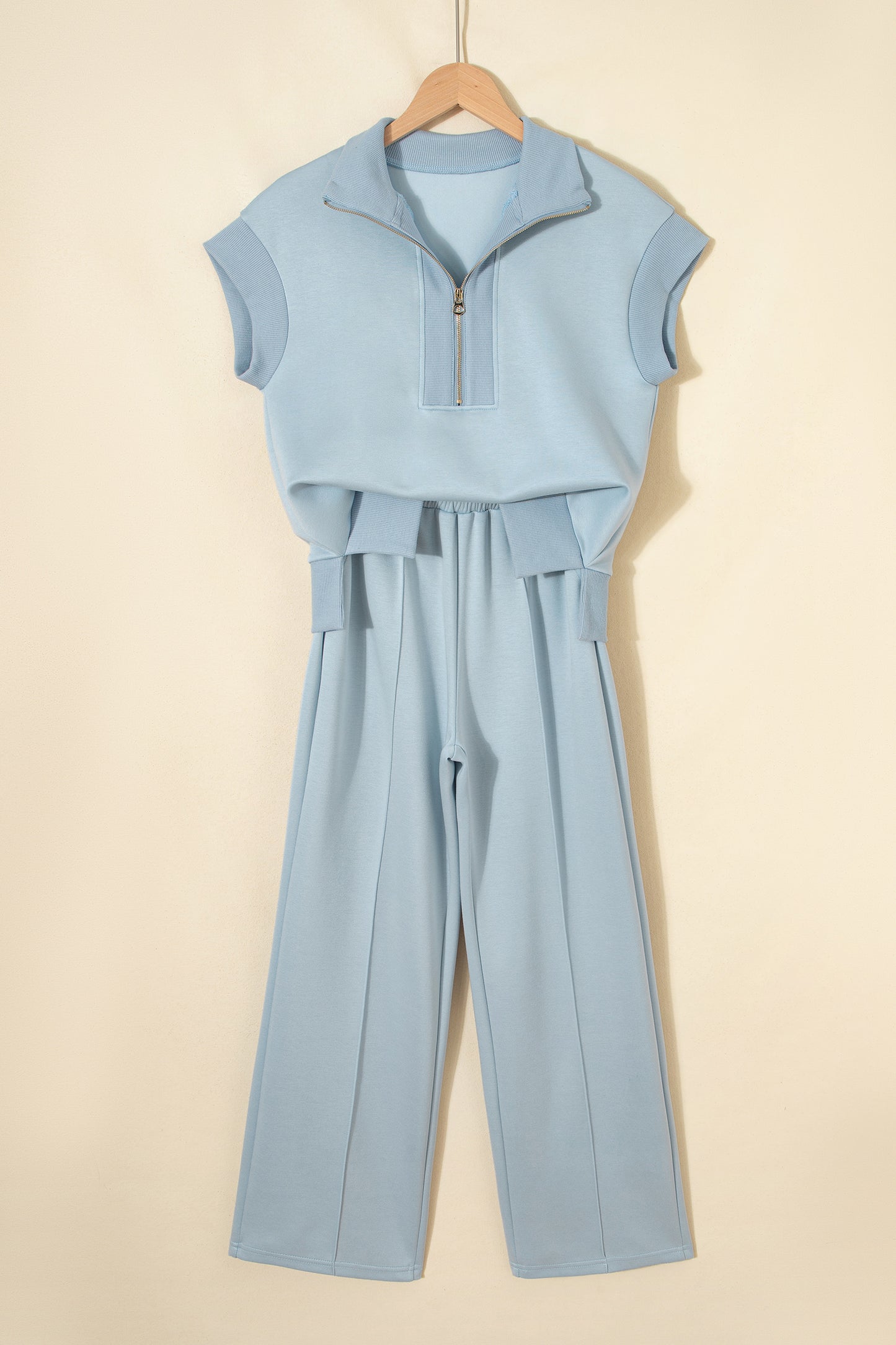 Half Zip Polo Tee Casual Pant Set