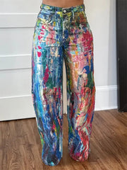Painted Wide Leg Jeans