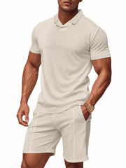 Men's Casual Short Sleeve Polo and Shorts Set