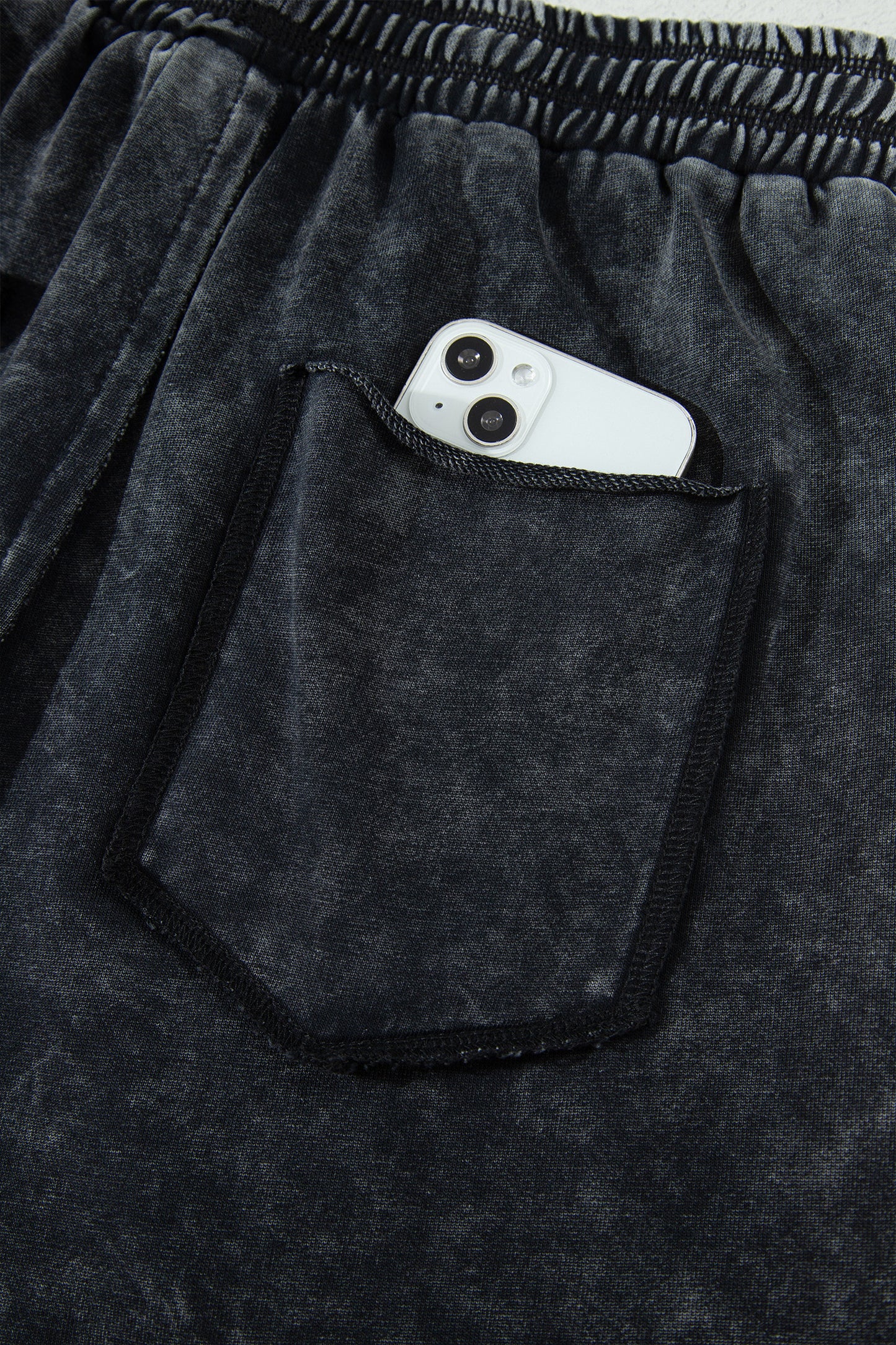 Mineral Wash Raw Seam Drawstring Barrel Pants