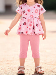 Children's Ladybug & Floral Print Two-Piece Set
