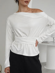 One Shoulder Long Sleeve Top