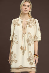 Embroidered Shift Dress