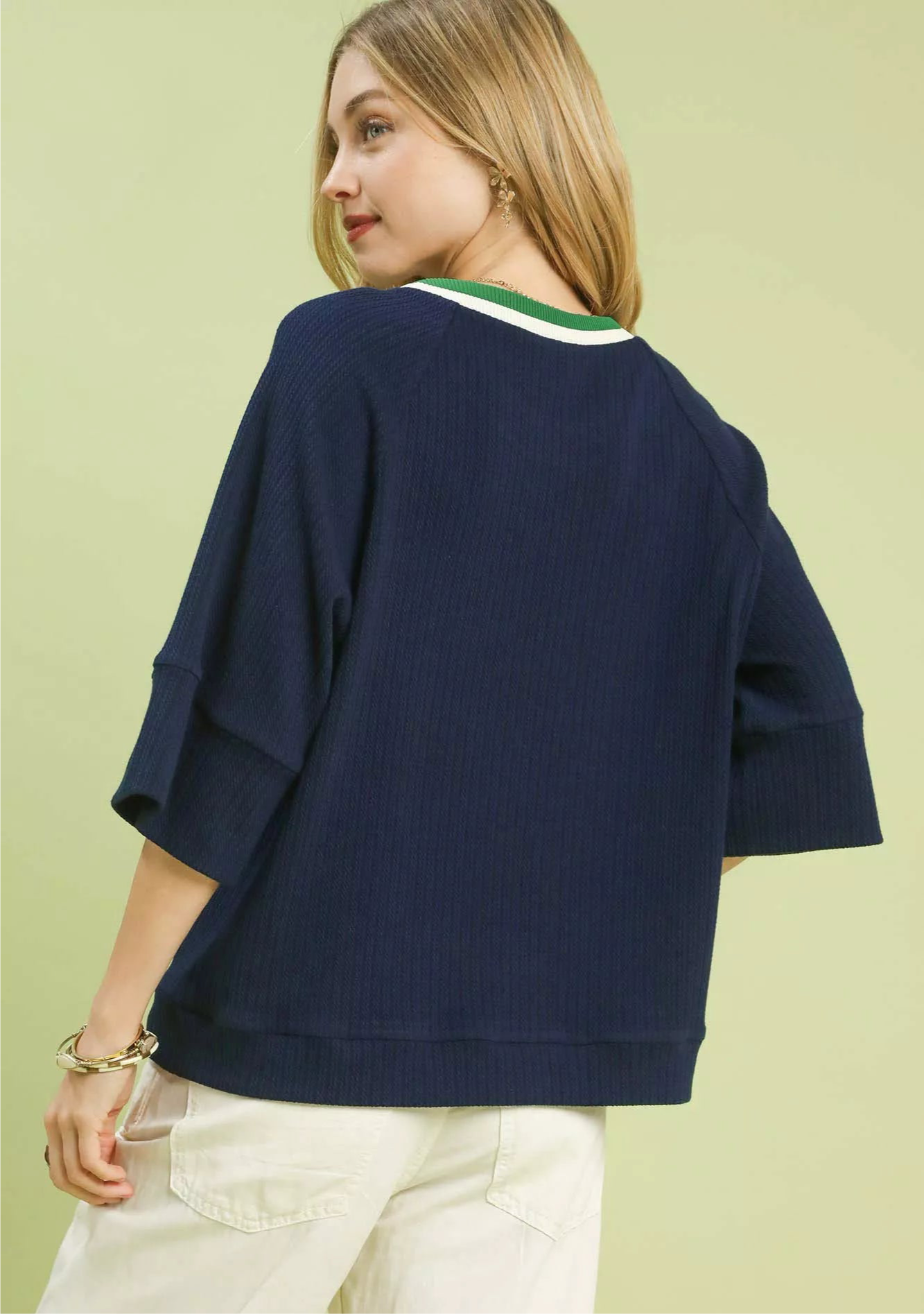 Ribbed Knit Top with Contrast Trim