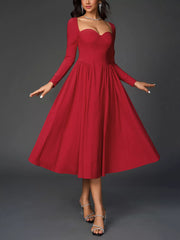 Sweetheart Neck A-Line Midi Dress