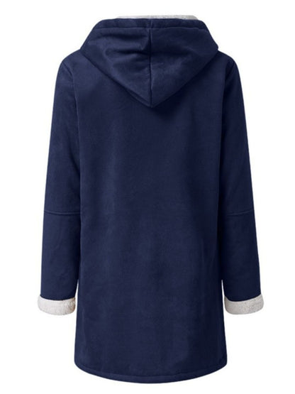 Pocketed Long Sleeve Hooded Toggle Jacket