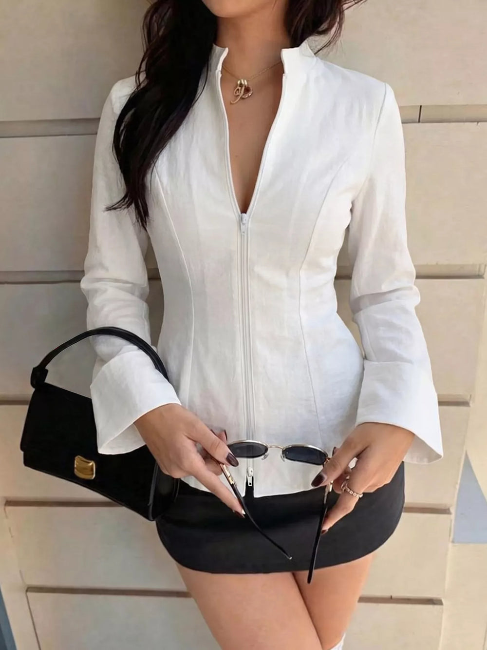 Zip Up Long Sleeve Top