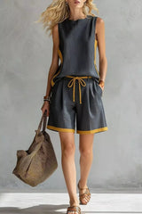 Contrast Trim Tank and Shorts Set