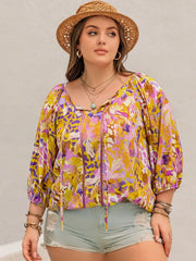 Plus Size Tie Neck Blouse