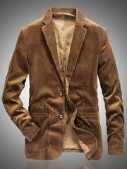 Men's Corduroy Button Up Casual Blazer