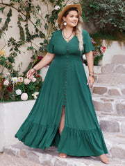 Plus Size V-Neck Maxi Dress