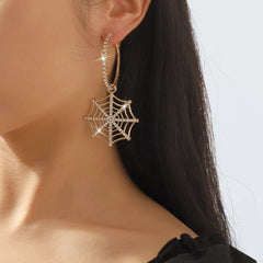 Spider Web Dangle Hoop Earrings