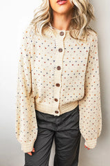 Geometric Print Button Front Long Sleeve Cardigan