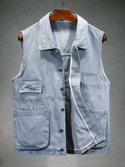 Men's Vintage Washed Denim Vest