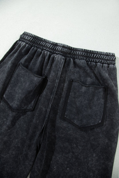 Mineral Wash Raw Seam Drawstring Barrel Pants