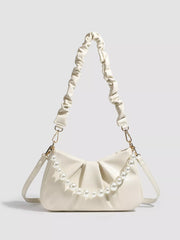 Ruched Handle Pearl Decor Crossbody Bag