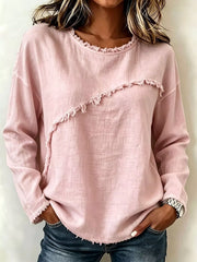 Frayed Hem Dropped Shoulder Blouse