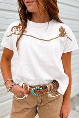 Cotton Western Embroidered Casual Tee
