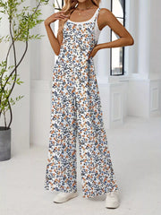 Floral Print Wide Leg Casual Jumpsuit