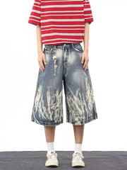 Men's Wide-Leg Denim Shorts