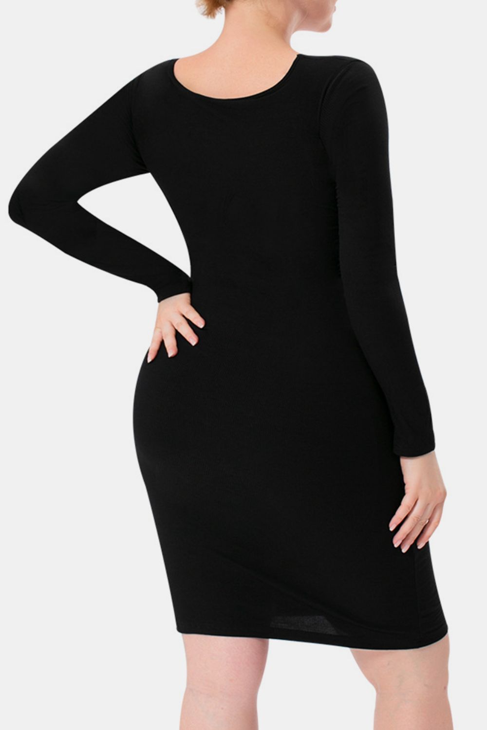 Built-In Shapewear Square Neck Long Sleeve Dress