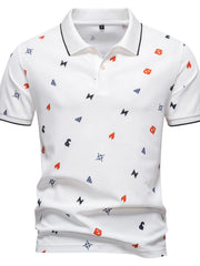 Men's Geometric Print Short Sleeve Polo Shirt