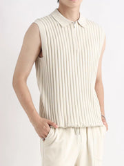 Men's Viscose Blend Ribbed Knit Zip-Up Tank