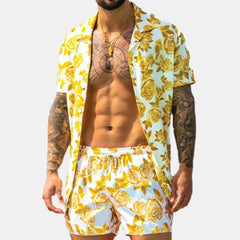 Men's Button Up Shirt and Shorts Set