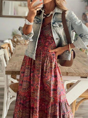 Paisley Print Cap Sleeve Maxi Dress
