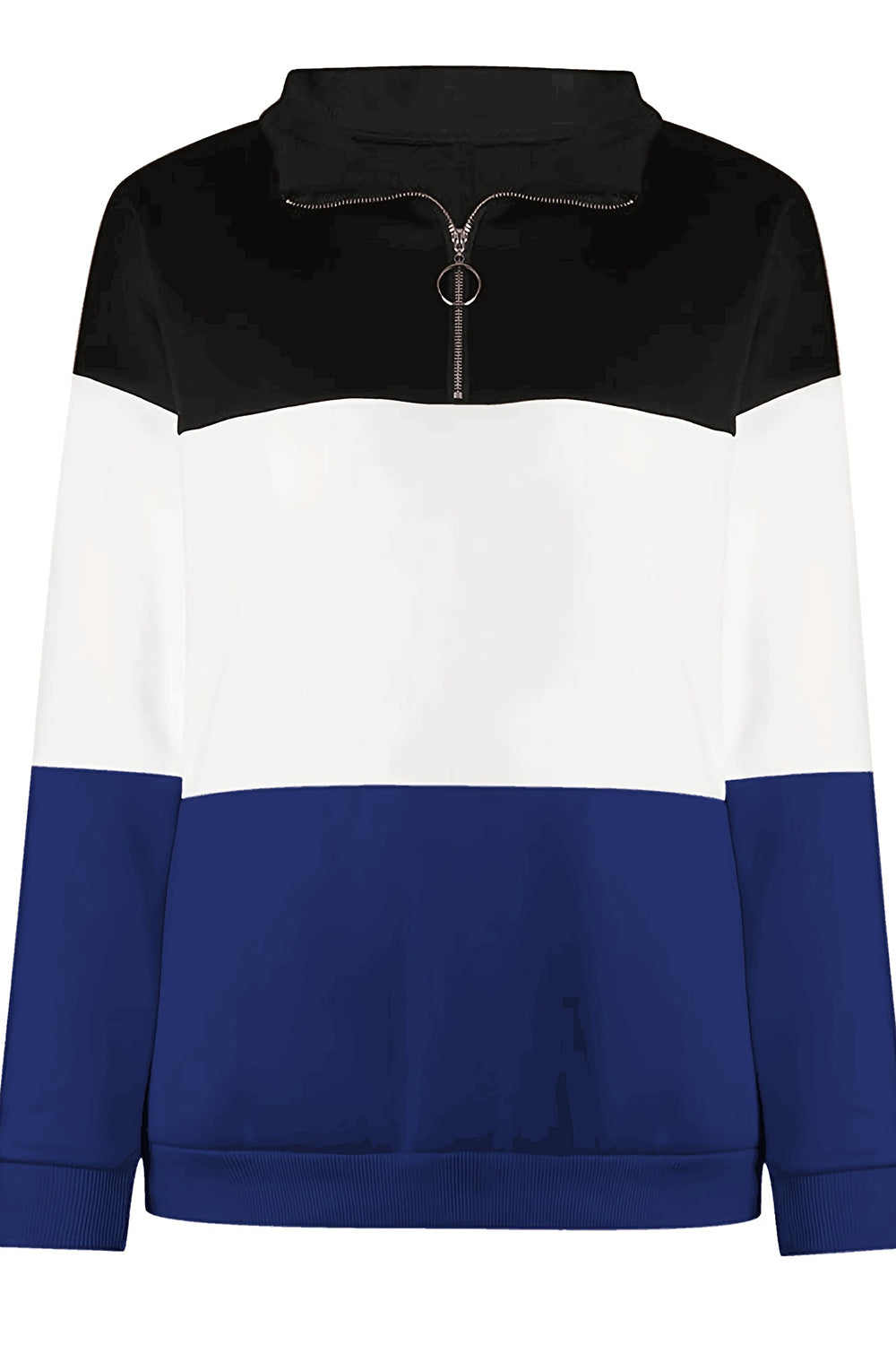 Color Block Quarter Zip Long Sleeve Sweatshirt