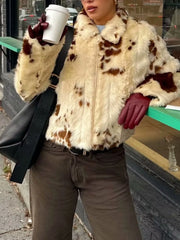 Faux Fur Zip Up Cropped Outerwear Jacket