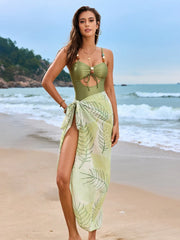 Cutout One-Piece Swimwear and Cover-Up Swim Set