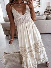 Bohemian Crochet Trimmed Cami Dress with Tassel Trim