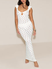 Crochet Knit Cover Up Maxi Dress