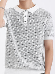 Men's Diamond Pattern Short Sleeve Polo