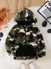 Children's Camouflage Plush Hooded Jacket