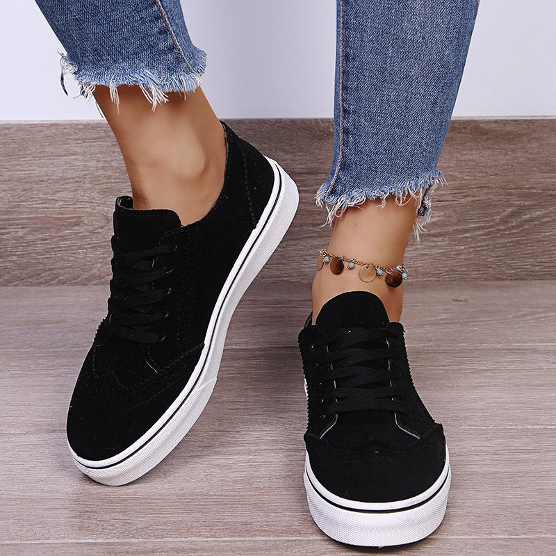 Women's Lace-Up Suedette Flat Sneakers