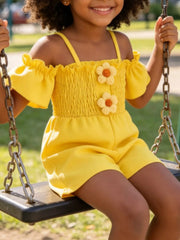 Children's Flower Smocked Short Sleeve Romper