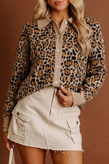 Leopard Print Button-Up Cardigan Long Sleeve Cardigans