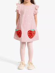 Children's Strawberry Applique Ruffle Sleeve Dress