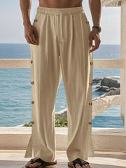 Men's Side Button Wide Leg Pants