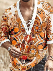 Men's Printed Lace Up Top