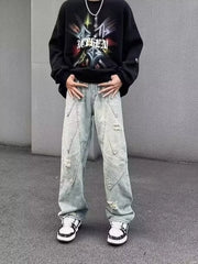 Men's Distressed Wide Leg Jeans
