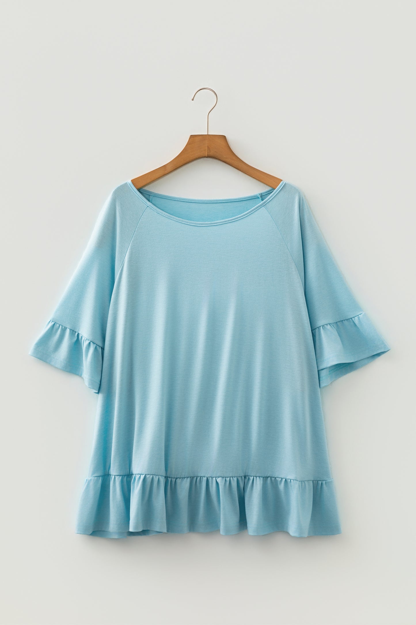 Plus Size Ruffle Hem Flowy Blouse
