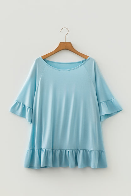 Plus Size Ruffle Hem Flowy Blouse